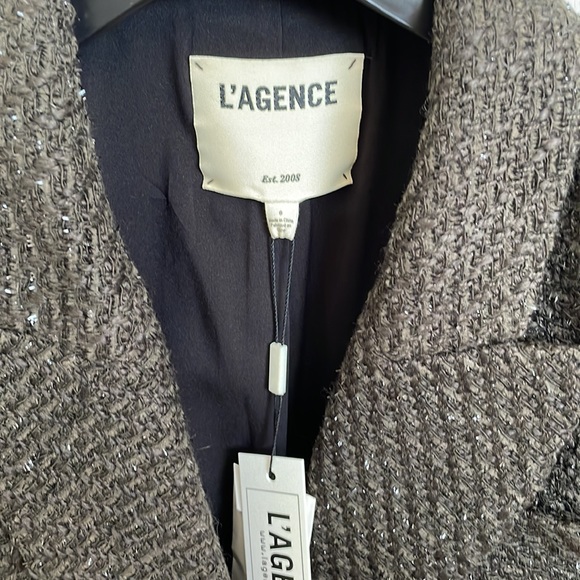 L’AGENCE Kenzie Double Breasted Tweed Shimmer Blazer - Picture 5 of 10